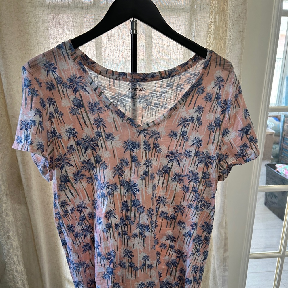Dept 22 Palm Tree Print Top XL, NEW never worn